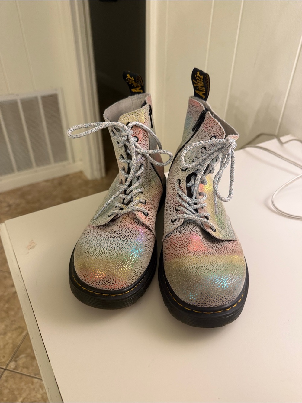 Dr. Martens Iridescent Rainbow Lace-Up Boots